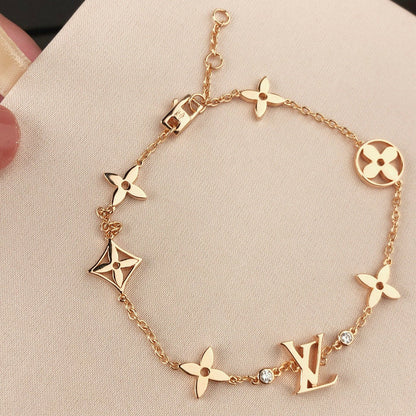 [LORA]STAR AND SUN 7 MOTIFS GOLD BRACELET