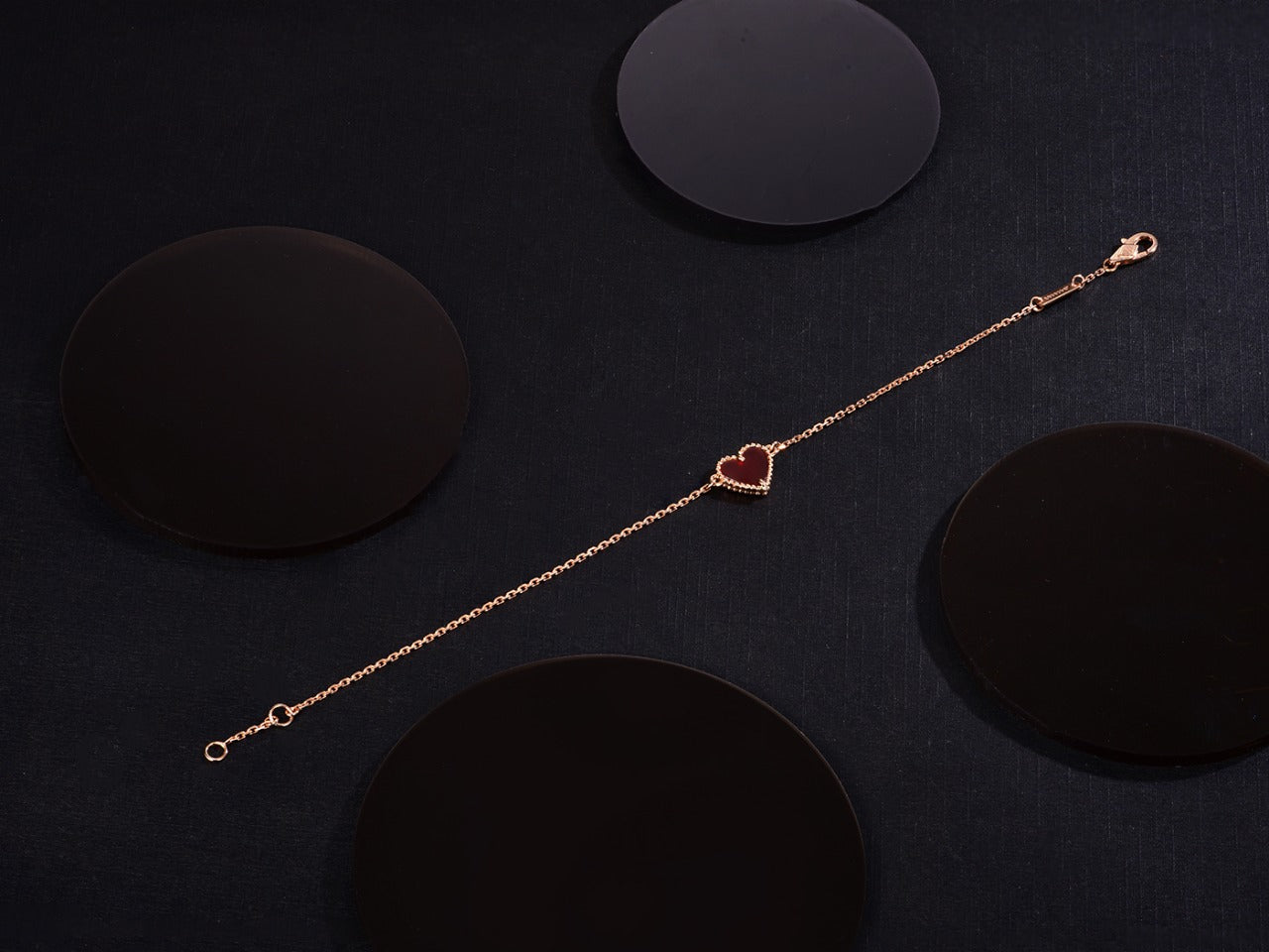 [LORA]HEART CARNELIAN PINK GOLD BRACELET