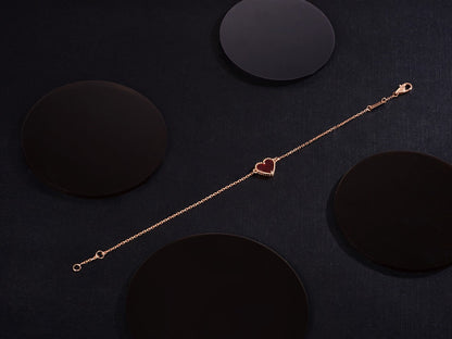 [LORA]HEART CARNELIAN PINK GOLD BRACELET