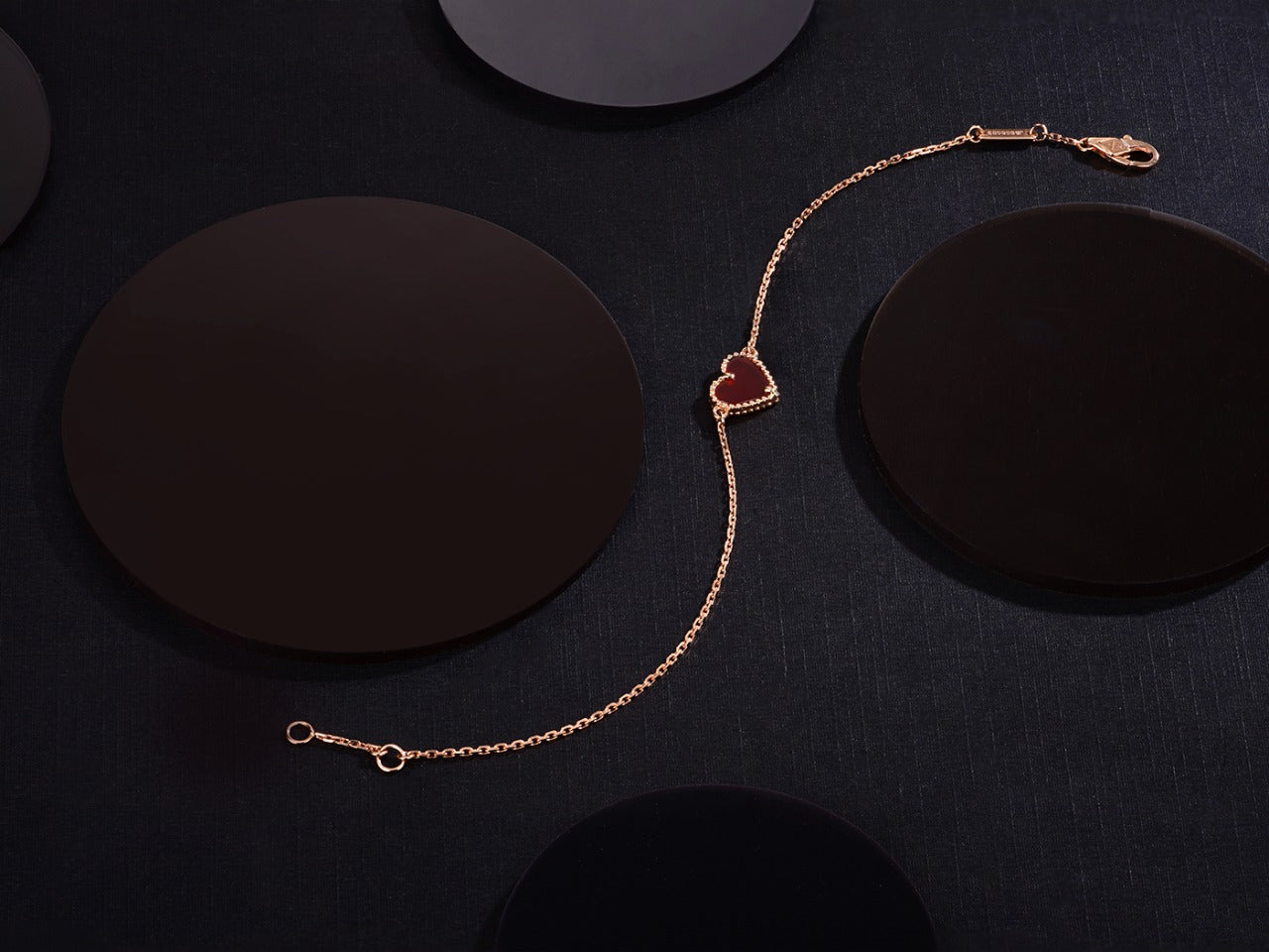 [LORA]HEART CARNELIAN PINK GOLD BRACELET