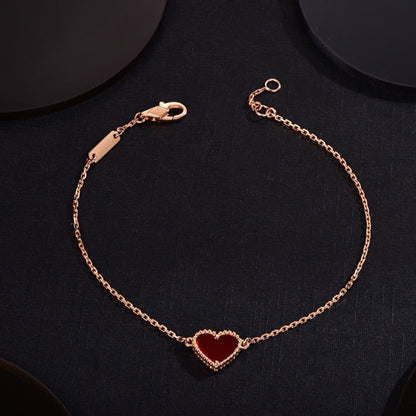 [Lora]HEART CARNELIAN PINK GOLD BRACELET