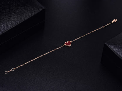 [Lora]HEART CARNELIAN PINK GOLD BRACELET