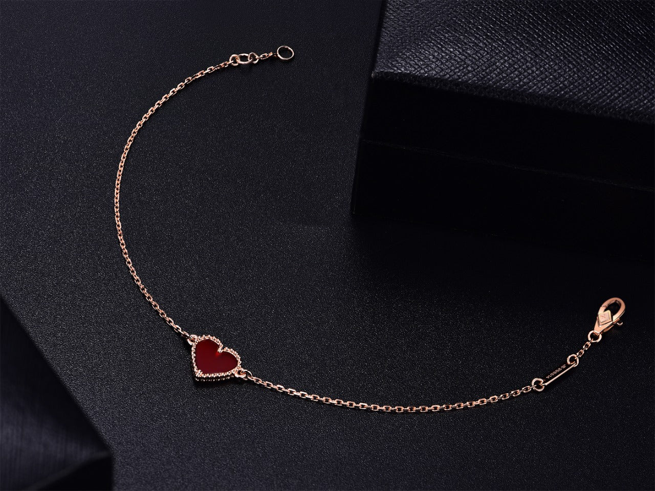 [Lora]HEART CARNELIAN PINK GOLD BRACELET