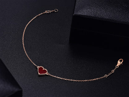[Lora]HEART CARNELIAN PINK GOLD BRACELET