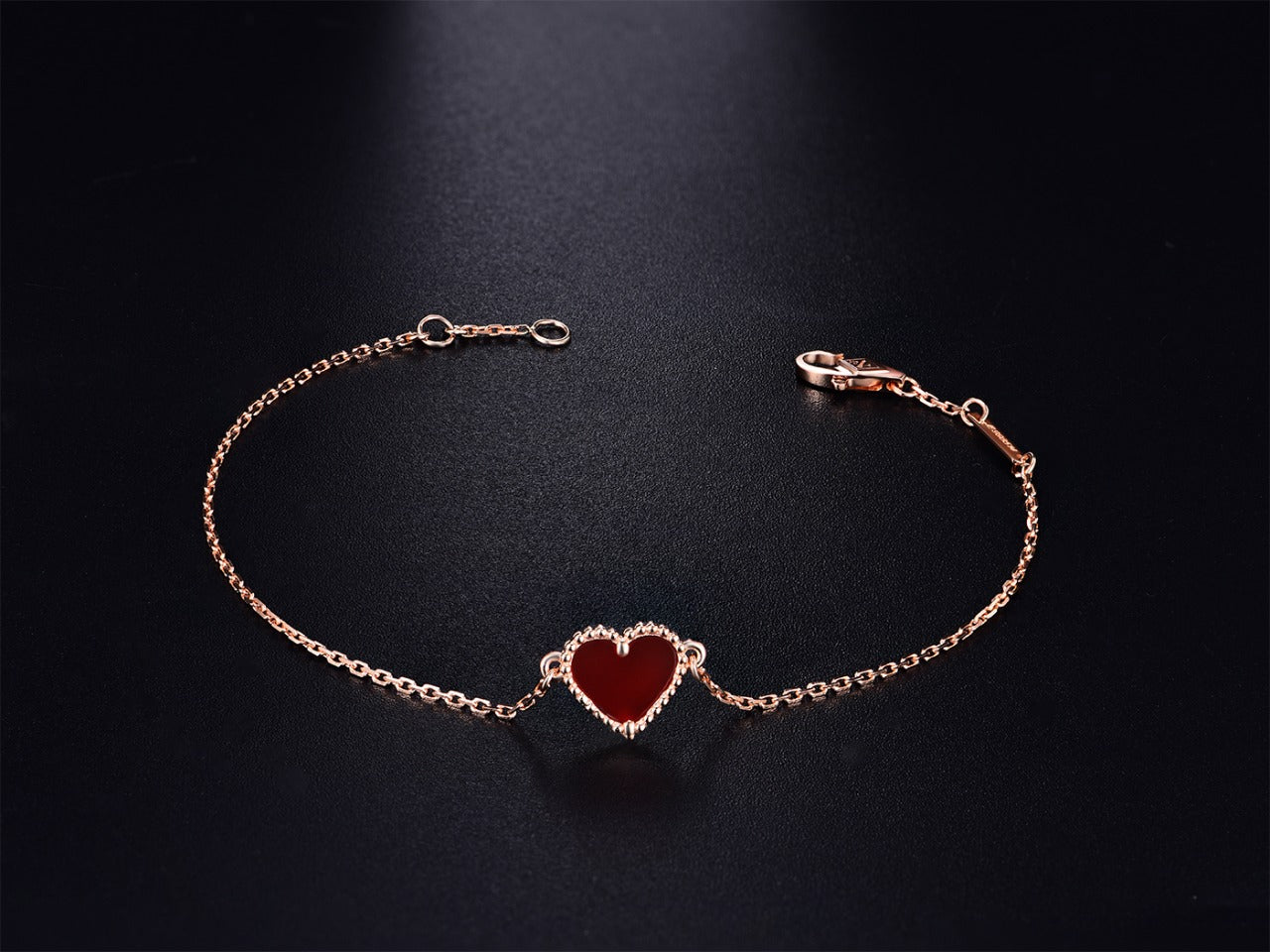 [LORA]HEART CARNELIAN PINK GOLD BRACELET