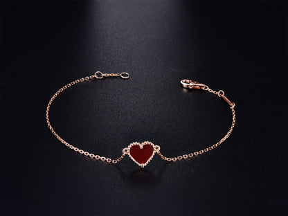 [LORA]HEART CARNELIAN PINK GOLD BRACELET