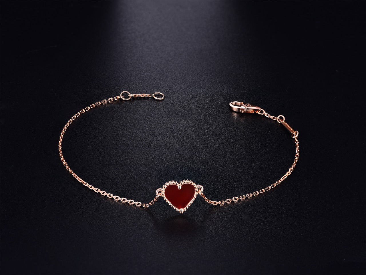 [Lora]HEART CARNELIAN PINK GOLD BRACELET