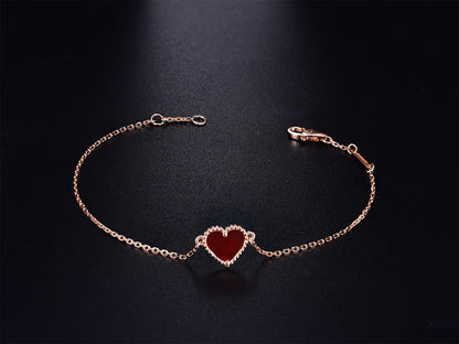 [Lora]HEART CARNELIAN PINK GOLD BRACELET