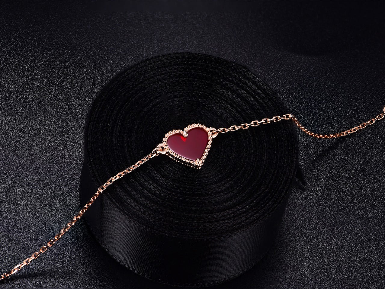 [Lora]HEART CARNELIAN PINK GOLD BRACELET