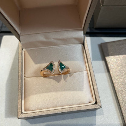 [LORA]DREAM MALACHITE DIAMOND OPEN RING