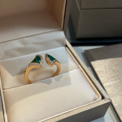 [LORA]DREAM MALACHITE DIAMOND OPEN RING