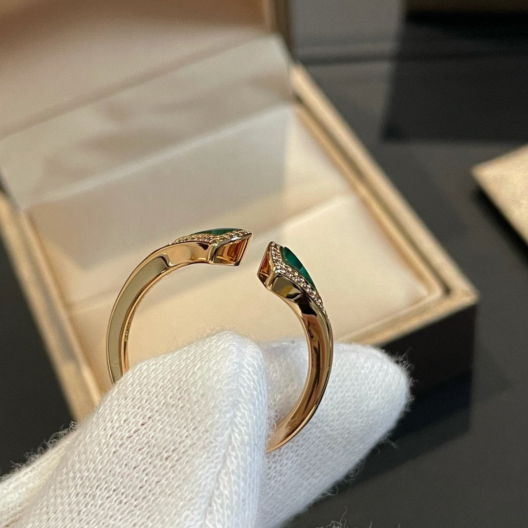 [LORA]DREAM MALACHITE DIAMOND OPEN RING