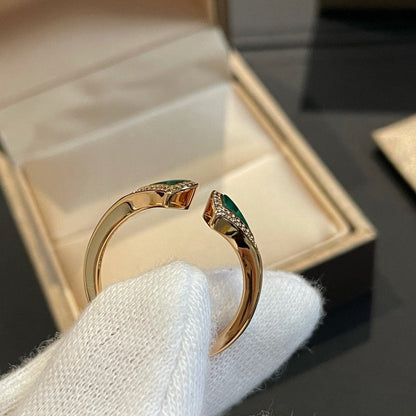 [LORA]DREAM MALACHITE DIAMOND OPEN RING