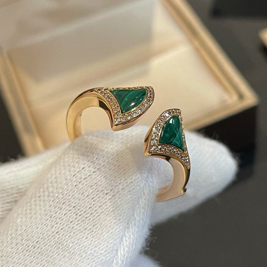 [LORA]DREAM MALACHITE DIAMOND OPEN RING