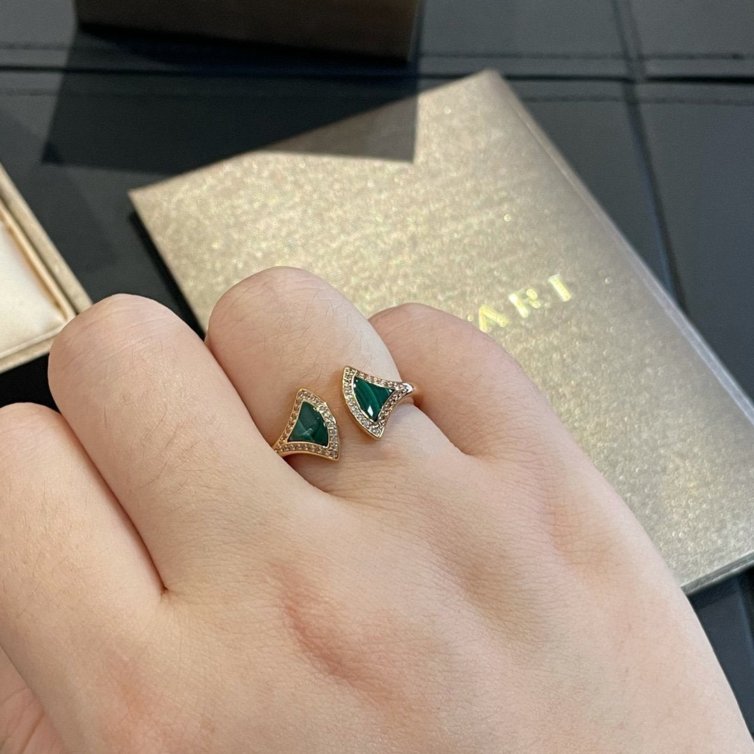 [LORA]DREAM MALACHITE DIAMOND OPEN RING