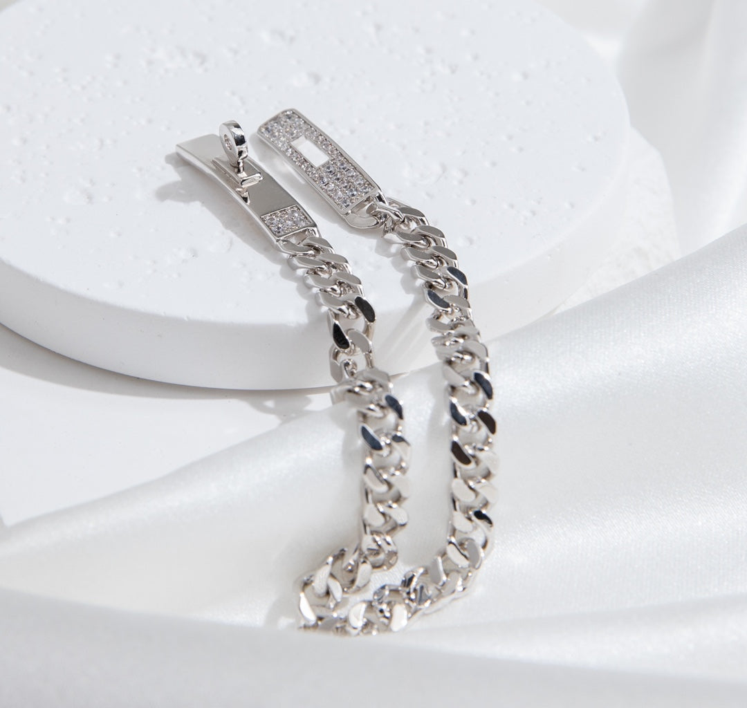 [LORA]KELLY CHAIN SILVER DIAMOND BRACELET
