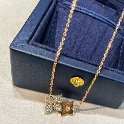 [LORA]STAR BLOSSOM NECKLACE PINK GOLD DIAMONDS
