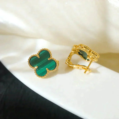[LORA]CLOVER MEDIUM 1 MOTIFS MALACHITE  EARRINGS