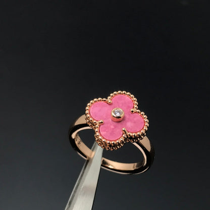 [Lora]CLOVER RHODONITE ROSE GOLD RING