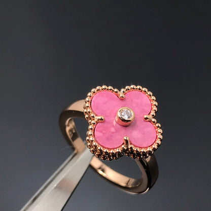 [Lora]CLOVER RHODONITE ROSE GOLD RING