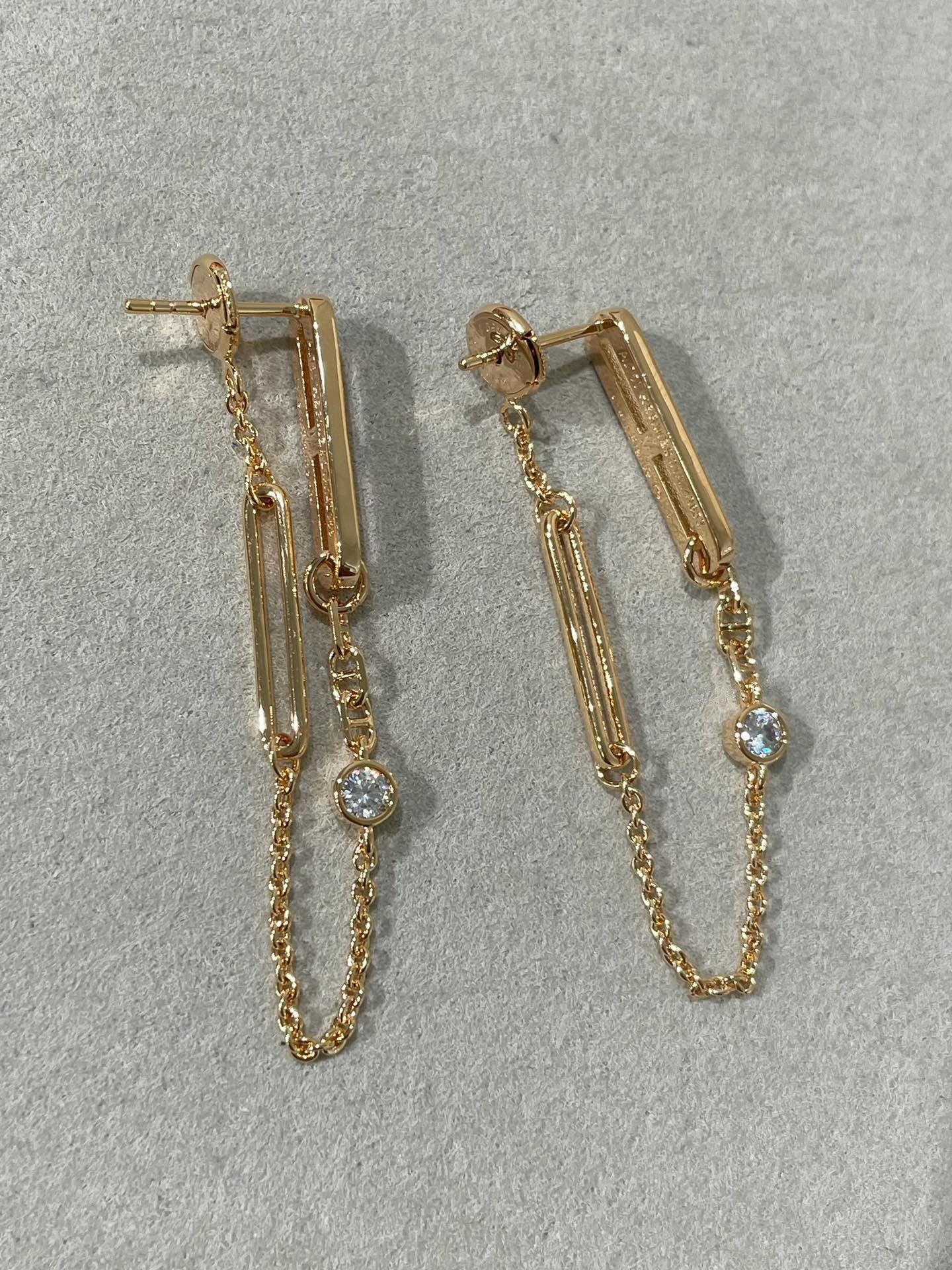 [LORA]CHAINE CHAOS DIAMOND DROP EARRINGS