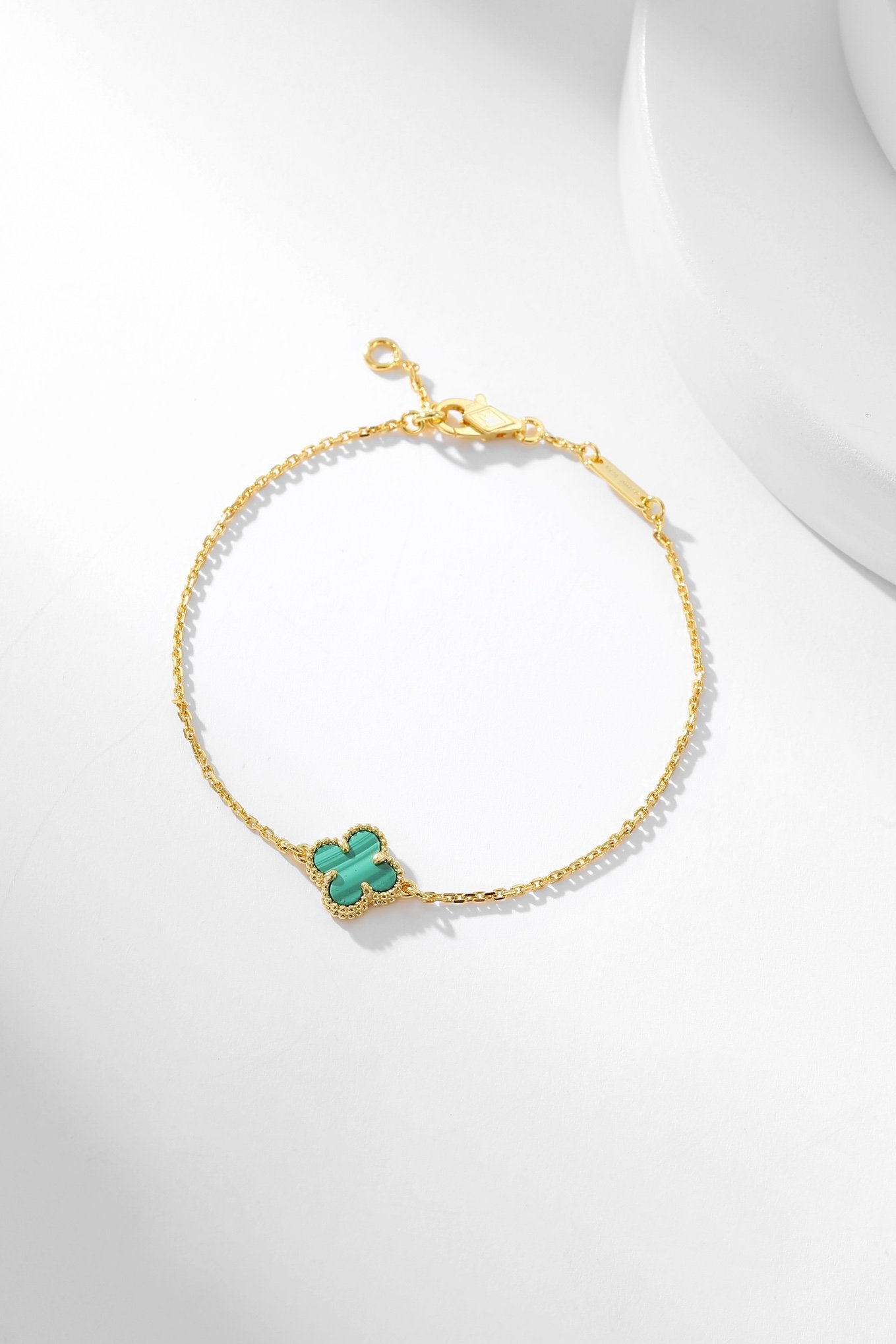 [LORA]CLOVER BRACELET MALACHITE 1 MOTIF