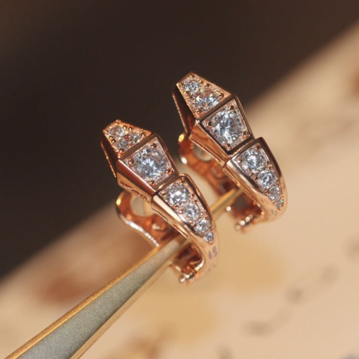 [LORA]SERPENT PINK GOLD DIAMOND EARRINGS