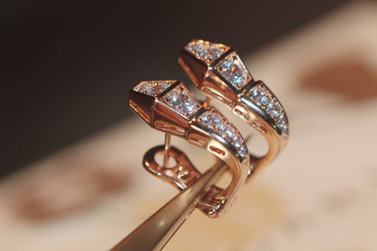[LORA]SERPENT PINK GOLD DIAMOND EARRINGS
