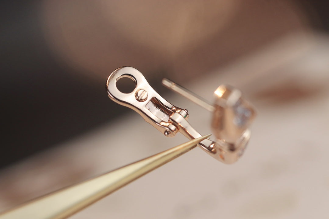 [LORA]SERPENT PINK GOLD DIAMOND EARRINGS