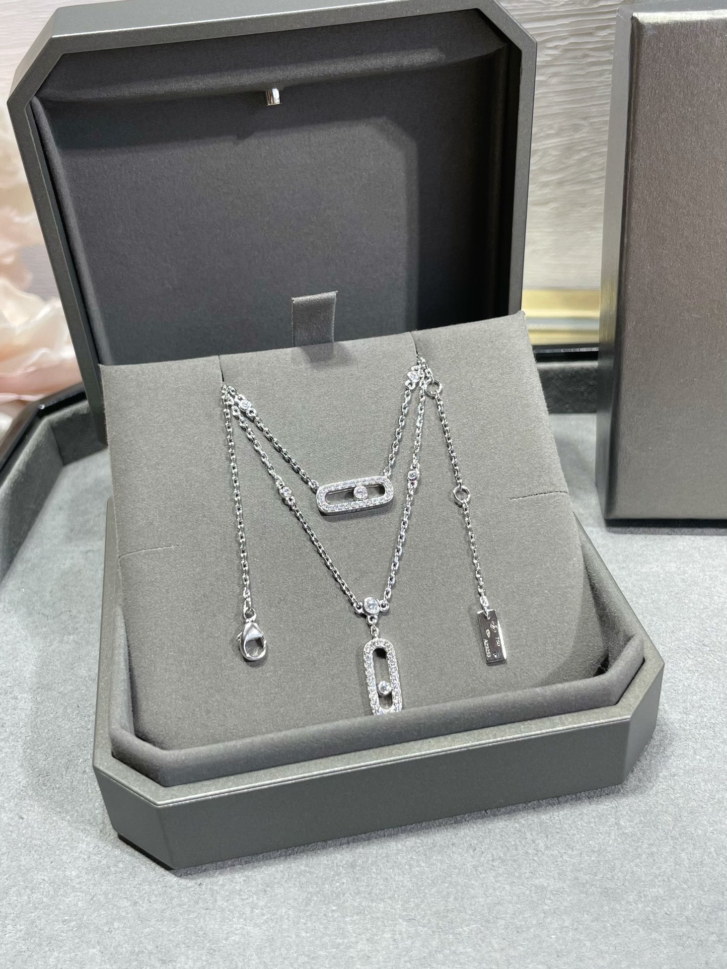 [LORA] MOVE 2 ROW DIAMOND NECKLACE