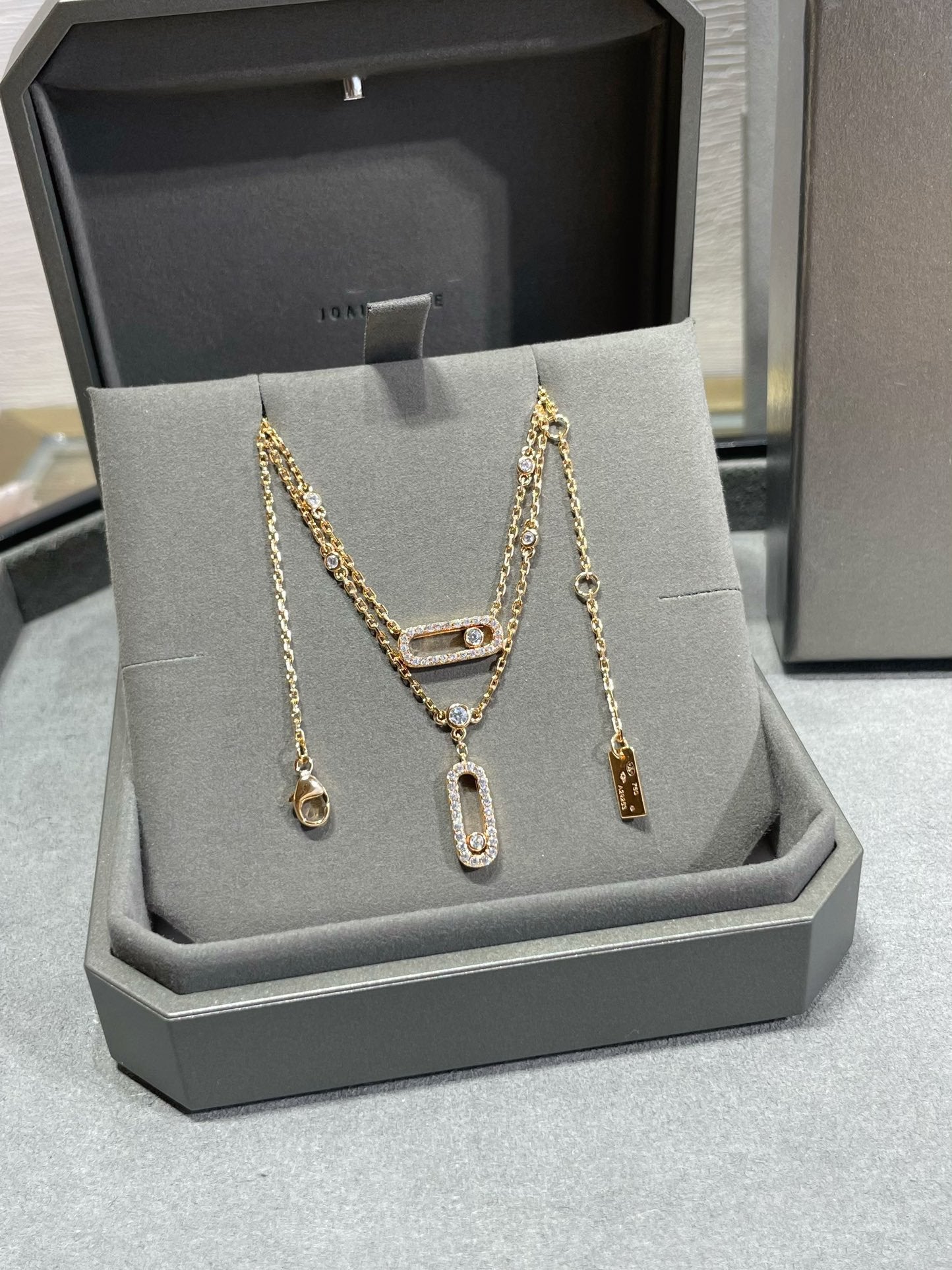 [LORA] MOVE 2 ROW DIAMOND NECKLACE