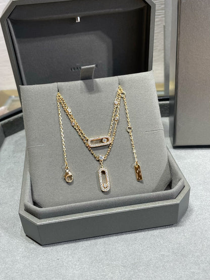 [LORA] MOVE 2 ROW DIAMOND NECKLACE