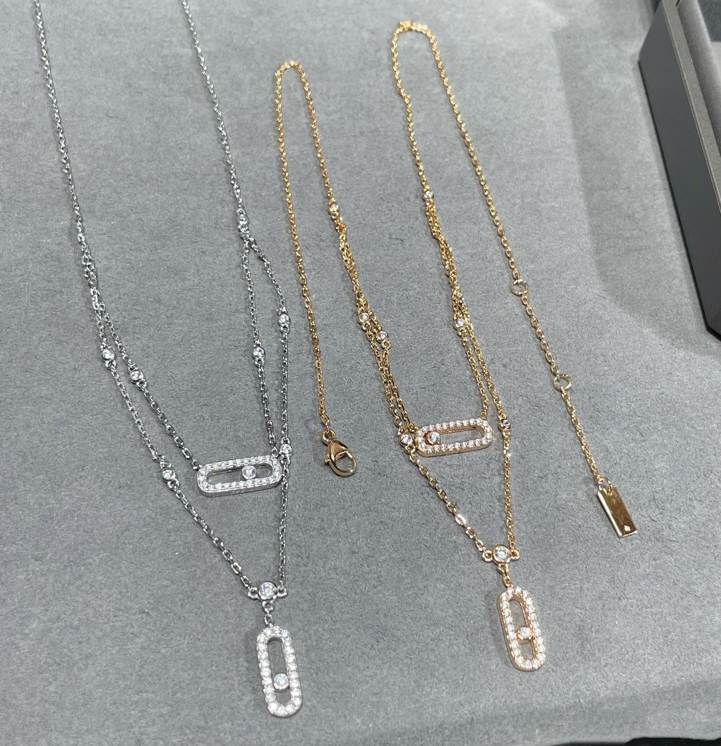 [LORA] MOVE 2 ROW DIAMOND NECKLACE