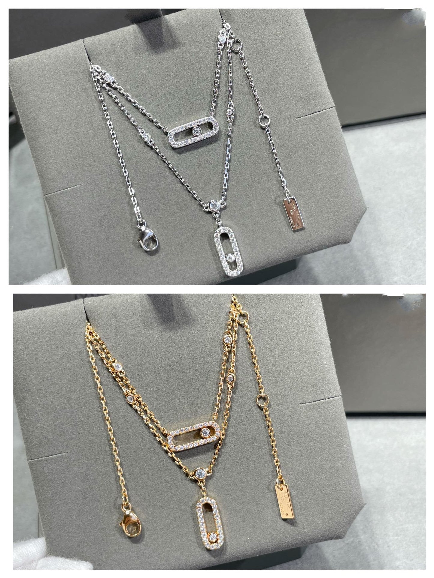 [LORA] MOVE 2 ROW DIAMOND NECKLACE