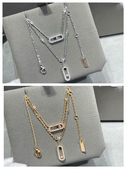 [LORA] MOVE 2 ROW DIAMOND NECKLACE
