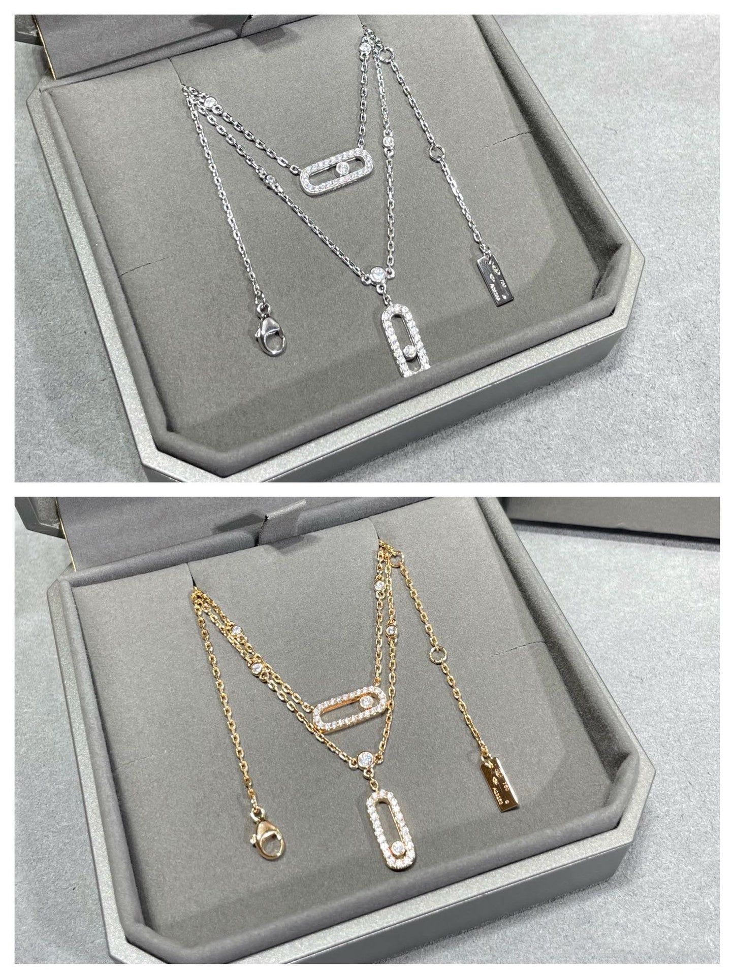 [LORA] MOVE 2 ROW DIAMOND NECKLACE
