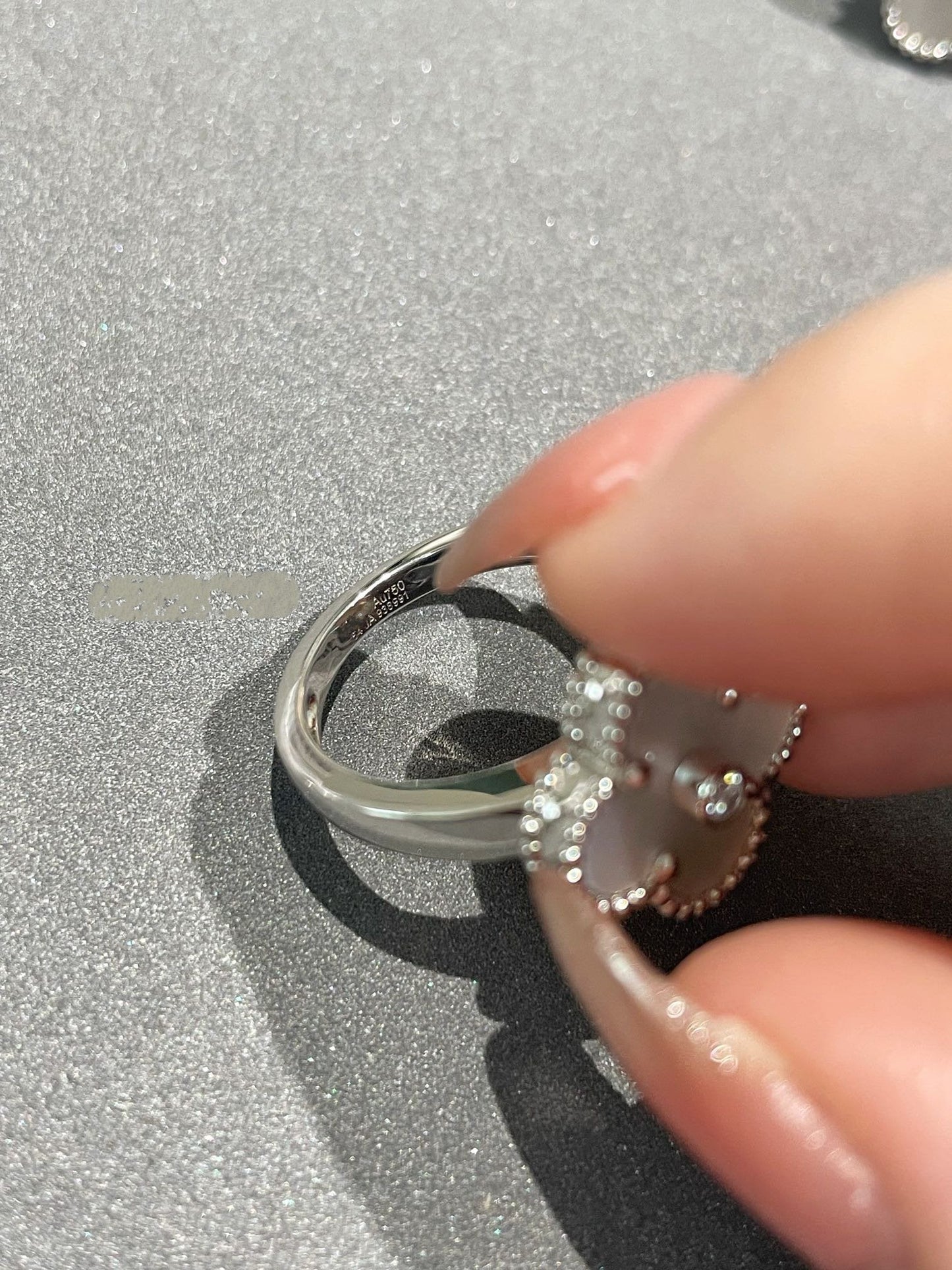[LORA]CLOVER SILVER MOP DIAMOND RING