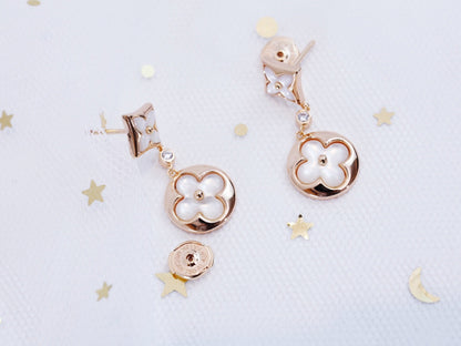 [LORA]STAR AND SUN PINK GOLD MOP DROP EARRINGS