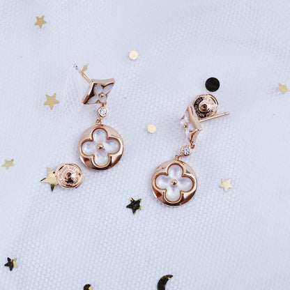 [LORA]STAR AND SUN PINK GOLD MOP DROP EARRINGS