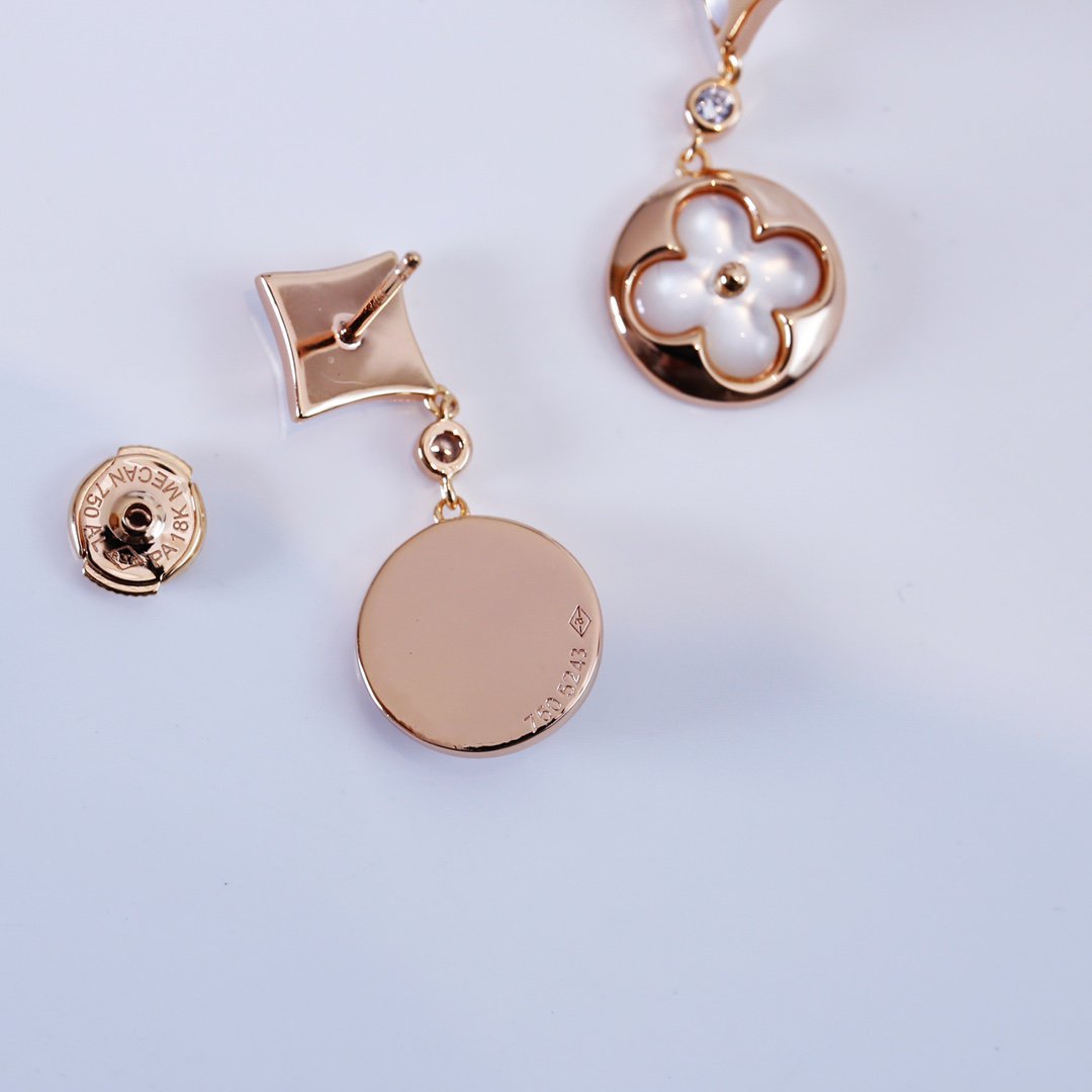 [LORA]STAR AND SUN PINK GOLD MOP DROP EARRINGS