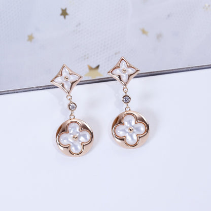 [LORA]STAR AND SUN PINK GOLD MOP DROP EARRINGS
