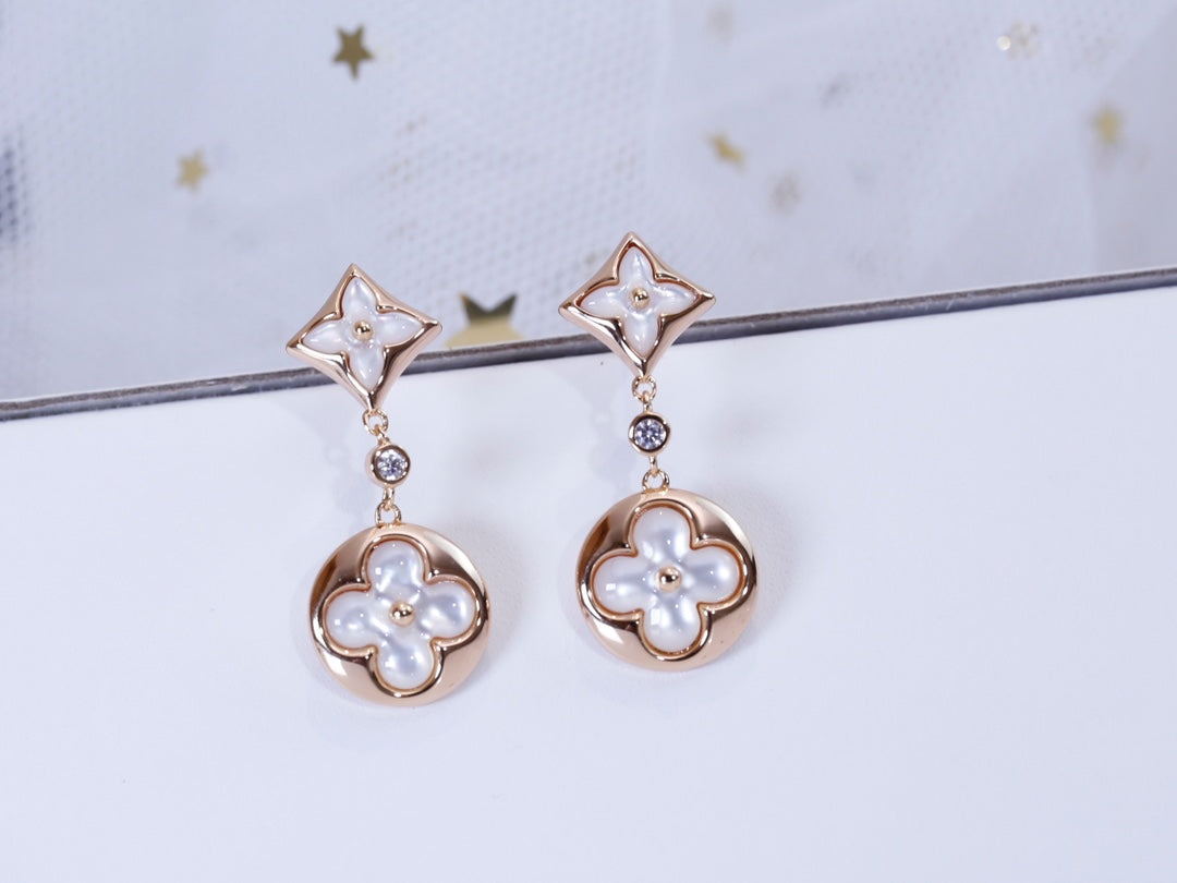 [LORA]STAR AND SUN PINK GOLD MOP DROP EARRINGS