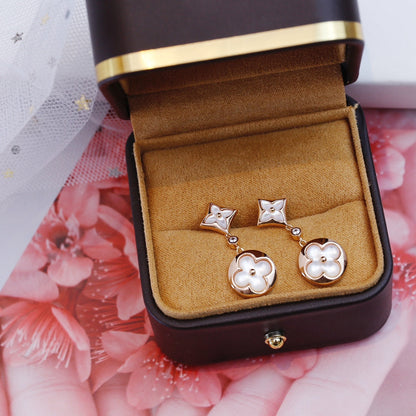 [LORA]STAR AND SUN PINK GOLD MOP DROP EARRINGS