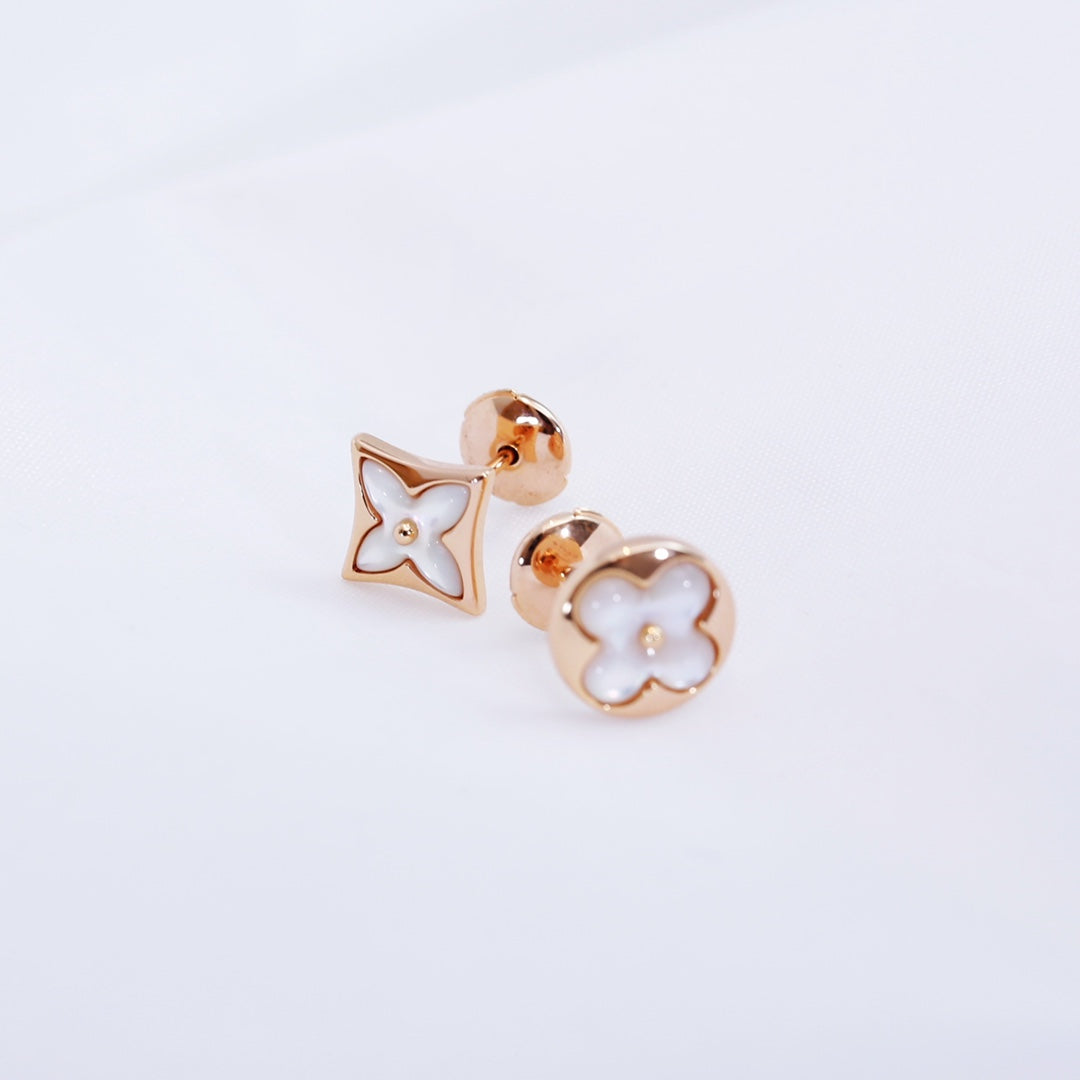 [LORA]STAR AND SUN PINK GOLD MOP STUD EARRINGS
