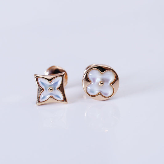 [LORA]STAR AND SUN PINK GOLD MOP STUD EARRINGS