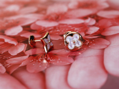 [LORA]STAR AND SUN PINK GOLD MOP STUD EARRINGS