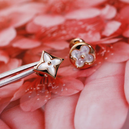 [LORA]STAR AND SUN PINK GOLD MOP STUD EARRINGS