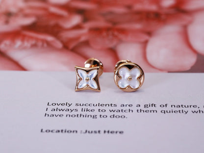 [LORA]STAR AND SUN PINK GOLD MOP STUD EARRINGS