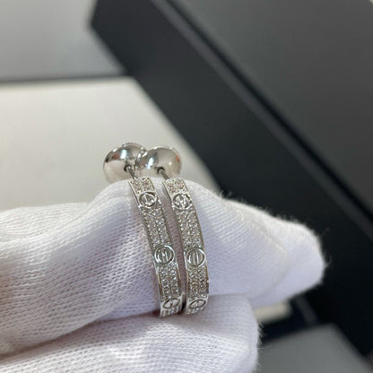 [LORA]LOVE DIAMOND SILVER HOOP EARRINGS