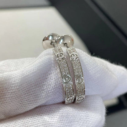[LORA] LOVE EARRINGS 3.6MM DIAMOND PAVED